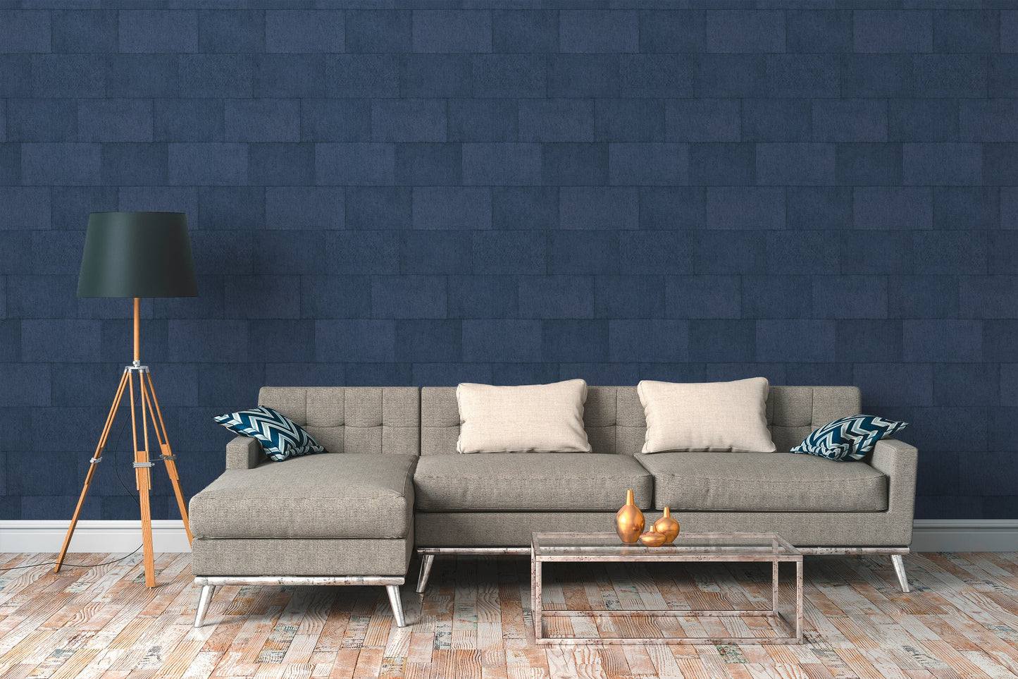 Livingwalls Titanium 3 Vliestapete Steinoptik Blau 10,05 m x 0,53 m