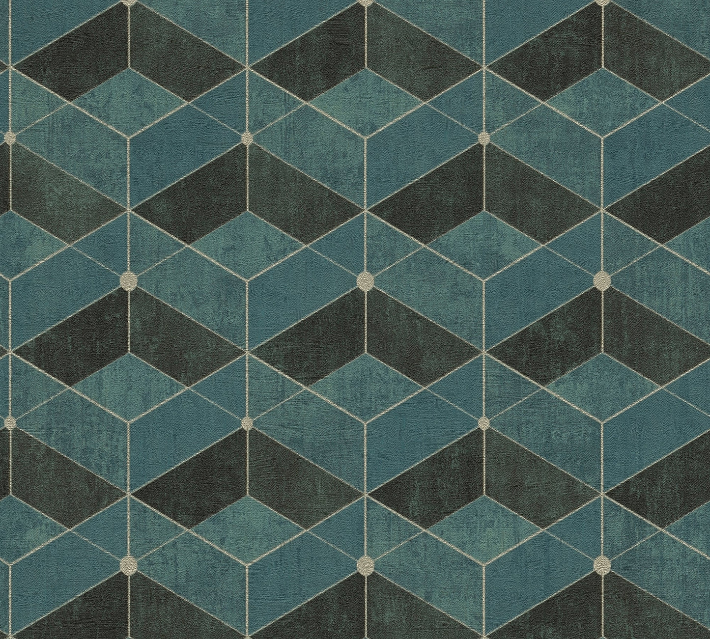 Livingwalls Titanium 3 Geometrische Vliestapete Grün Gold Schwarz 10,05 m x 0,53 m
