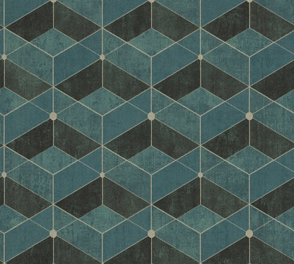Livingwalls Titanium 3 Geometrische Vliestapete Grün Gold Schwarz 10,05 m x 0,53 m