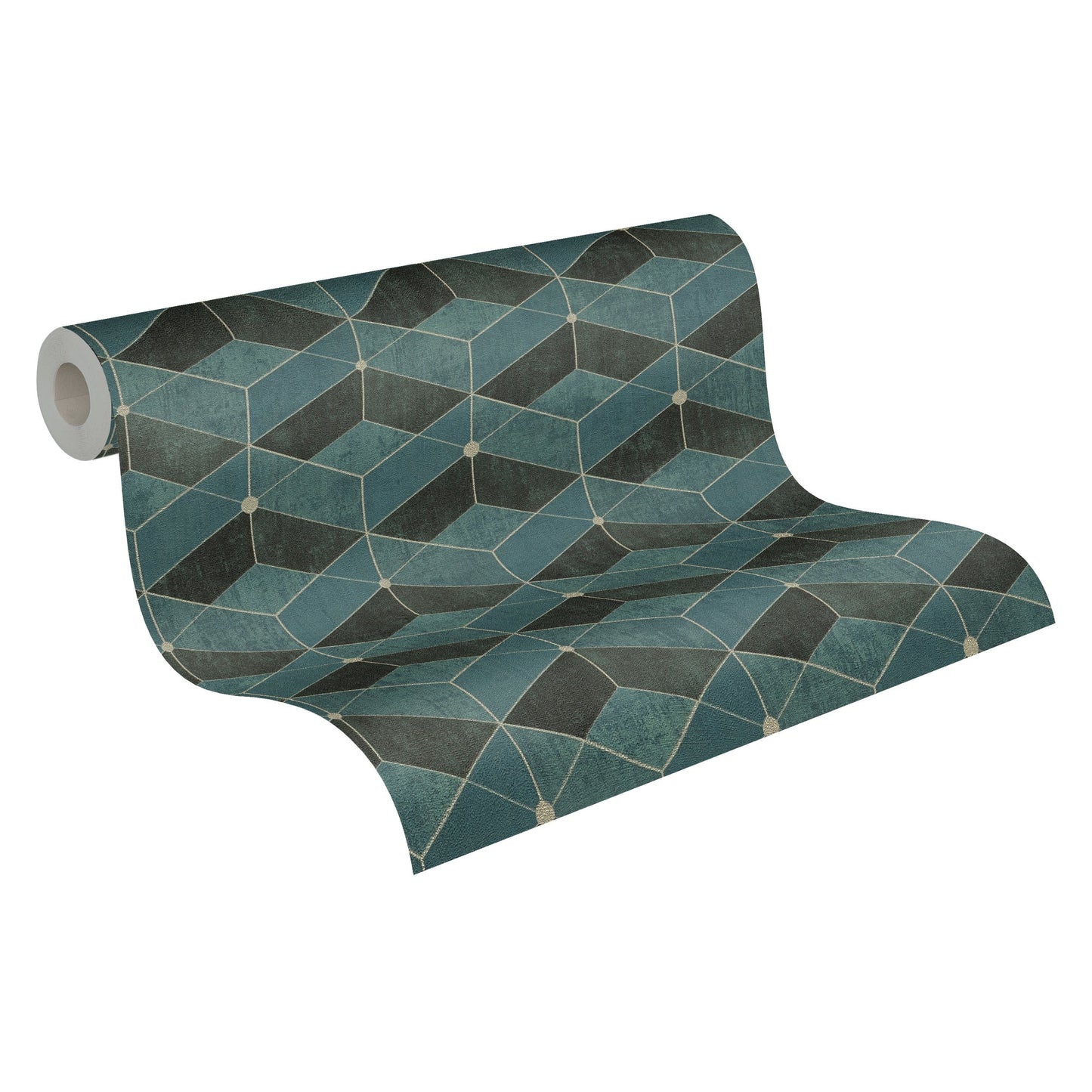 Livingwalls Titanium 3 Geometrische Vliestapete Grün Gold Schwarz 10,05 m x 0,53 m