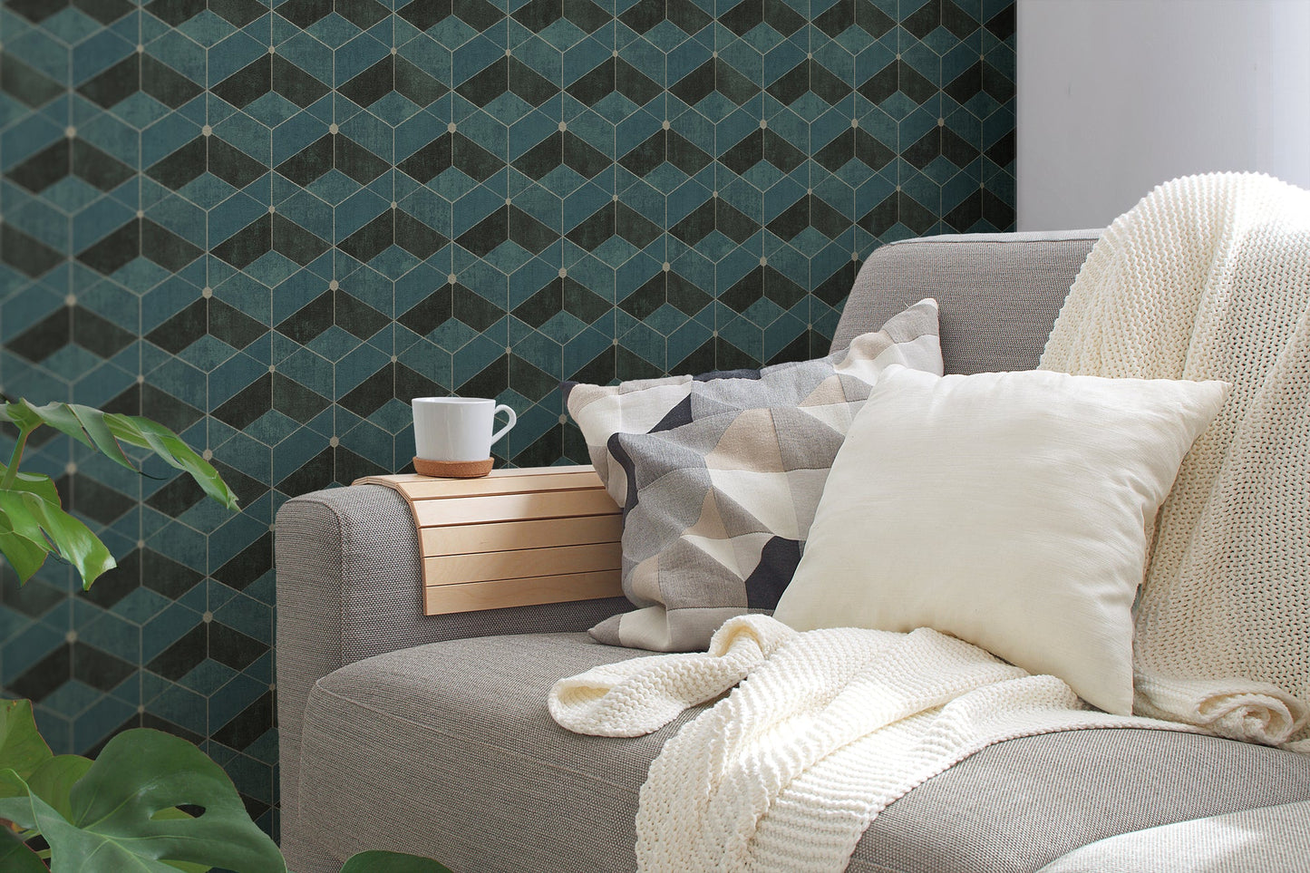 Livingwalls Titanium 3 Geometrische Vliestapete Grün Gold Schwarz 10,05 m x 0,53 m