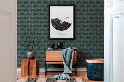 Livingwalls Titanium 3 Geometrische Vliestapete Grün Gold Schwarz 10,05 m x 0,53 m