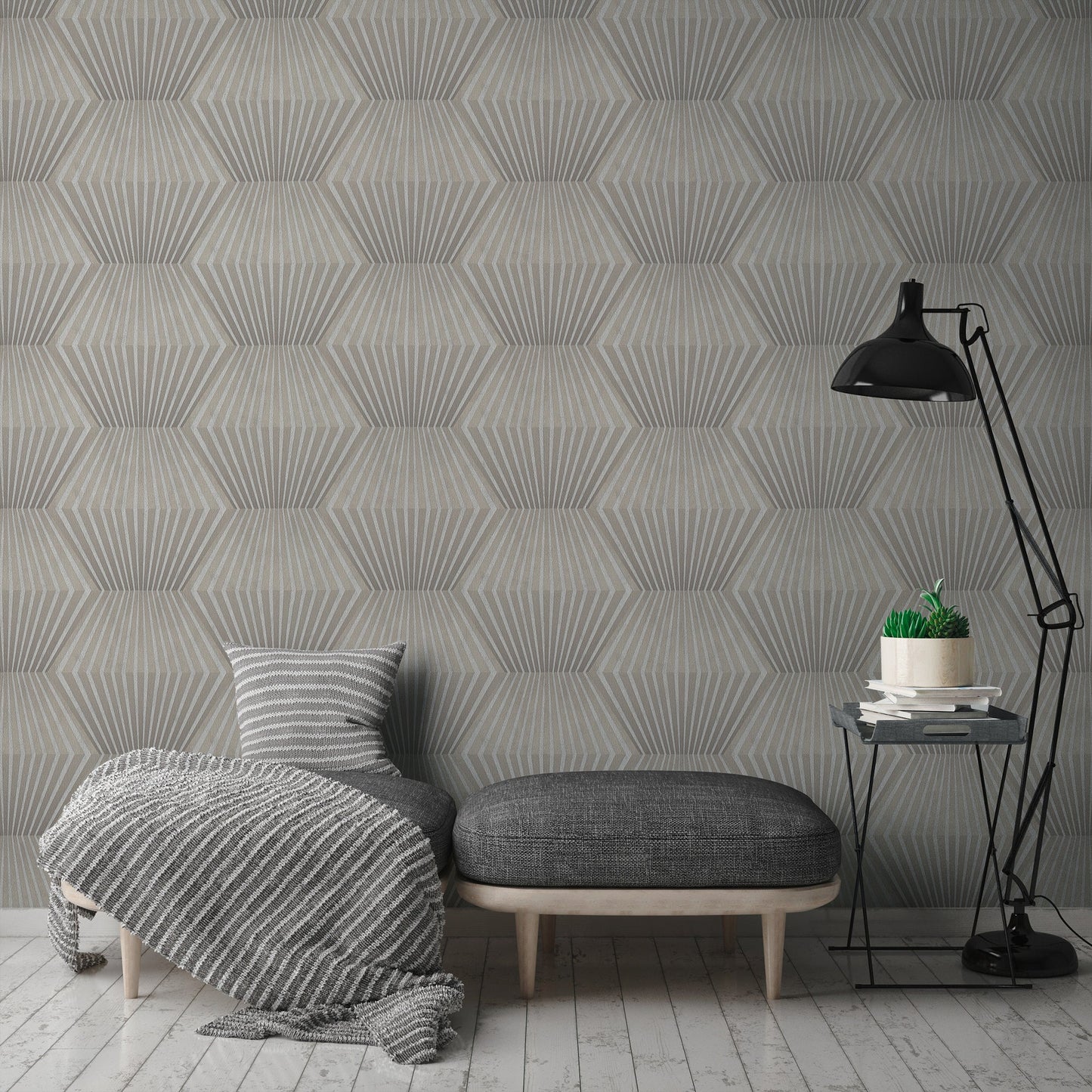 Livingwalls Titanium 3 Geometrische Vliestapete Silber Gold 10,05 m x 0,53 m