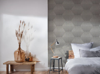 Livingwalls Titanium 3 Geometrische Vliestapete Silber Gold 10,05 m x 0,53 m