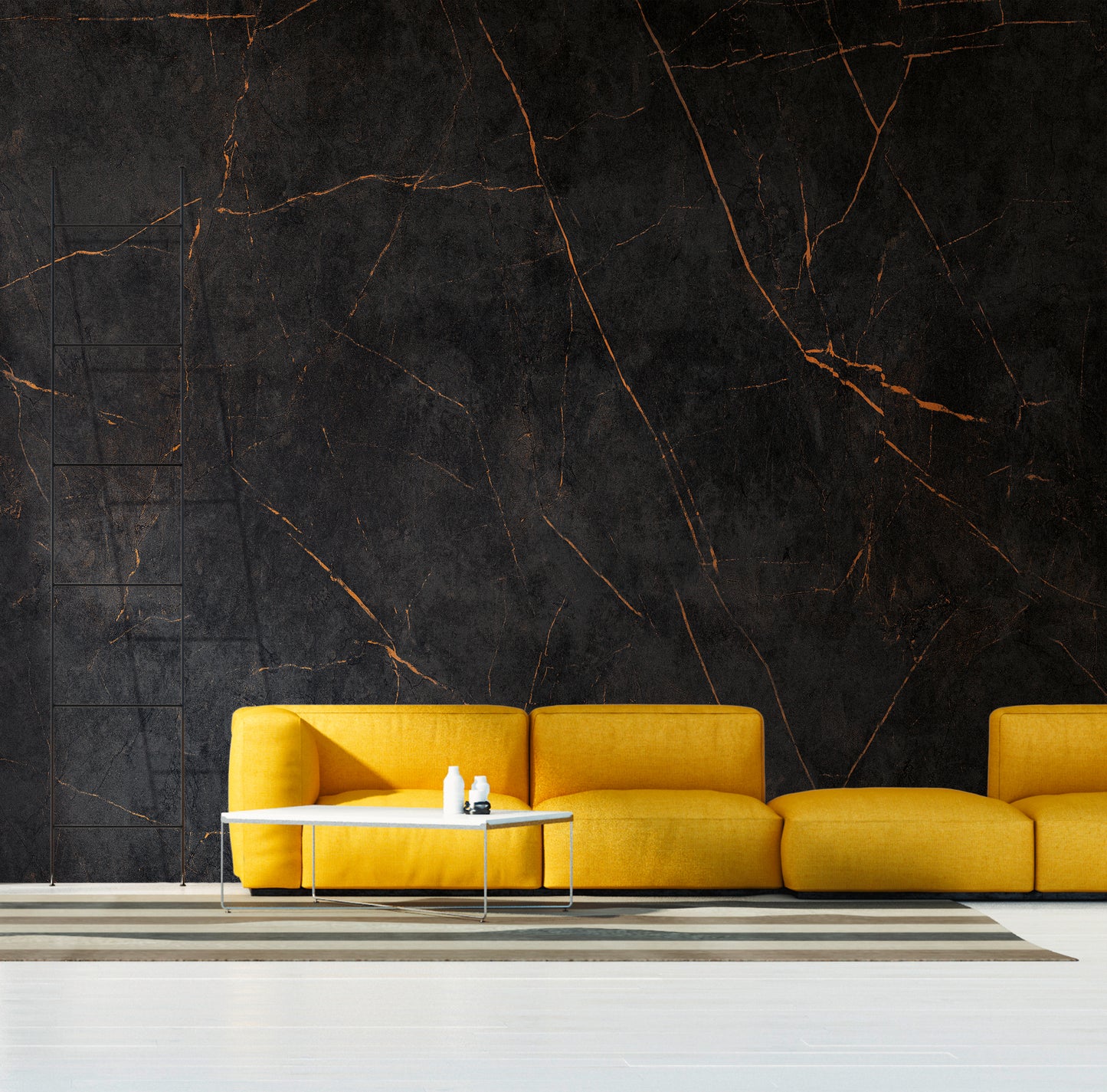 Fototapete Marmor Schwarz Gold - 3,71 m x  2,80 m