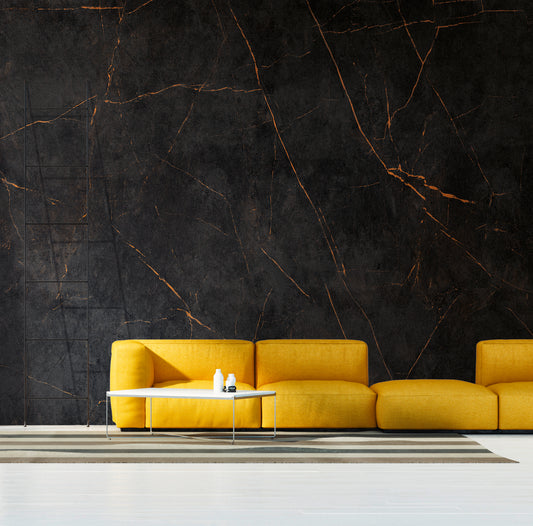 Fototapete Marmor Schwarz Gold - 3,71 m x  2,80 m