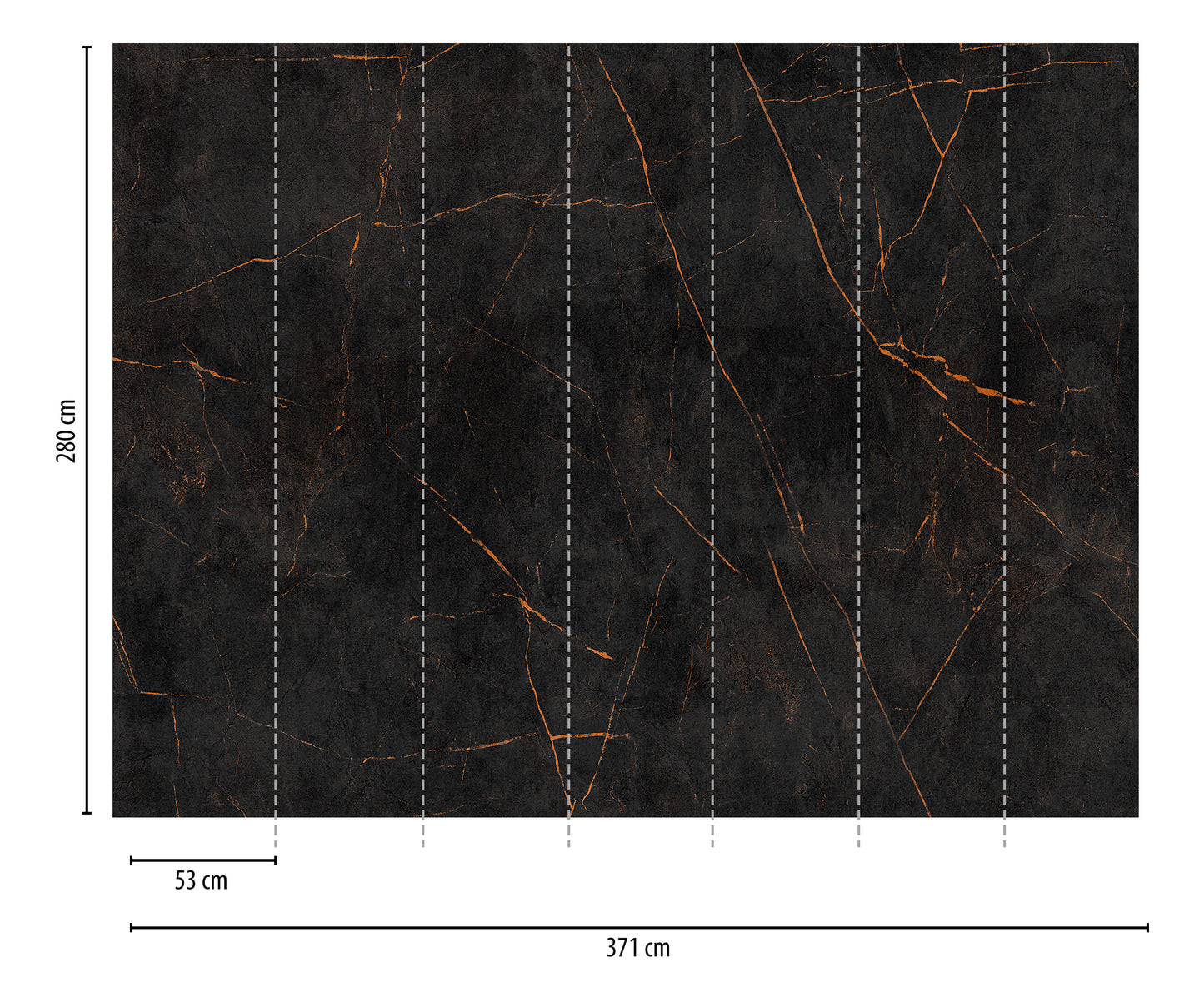 Fototapete Marmor Schwarz Gold - 3,71 m x  2,80 m