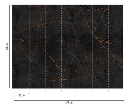 Fototapete Marmor Schwarz Gold - 3,71 m x  2,80 m