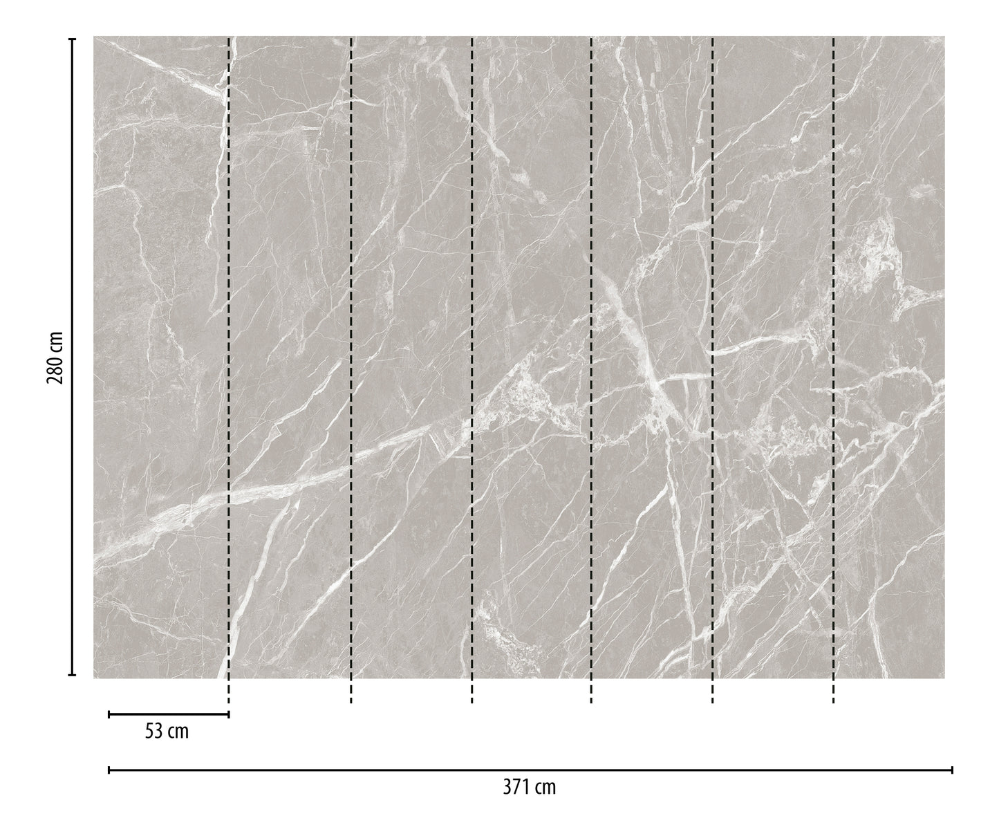 Fototapete Marmor Grau Weiß - 3,71 m x  2,80 m