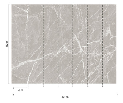 Fototapete Marmor Grau Weiß - 3,71 m x  2,80 m