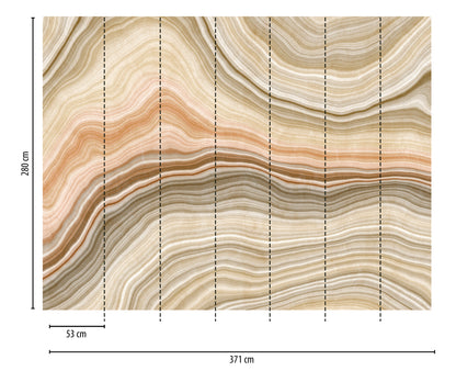 Fototapete Marmor Linien Beige Braun - 3,71 m x  2,80 m