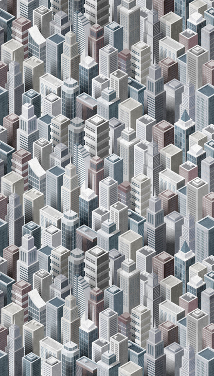 Fototapete Skyline Stadt Grau - 1,59 m x 2,80 m
