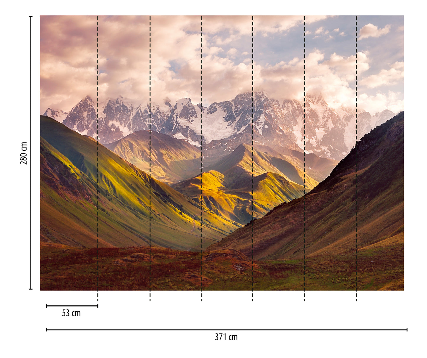 Fototapete Berge Schnee - 3,71 m x  2,80 m