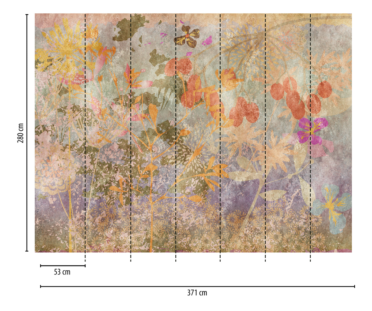 Fototapete Blumen Vintage – 3,71 x 2,8 m