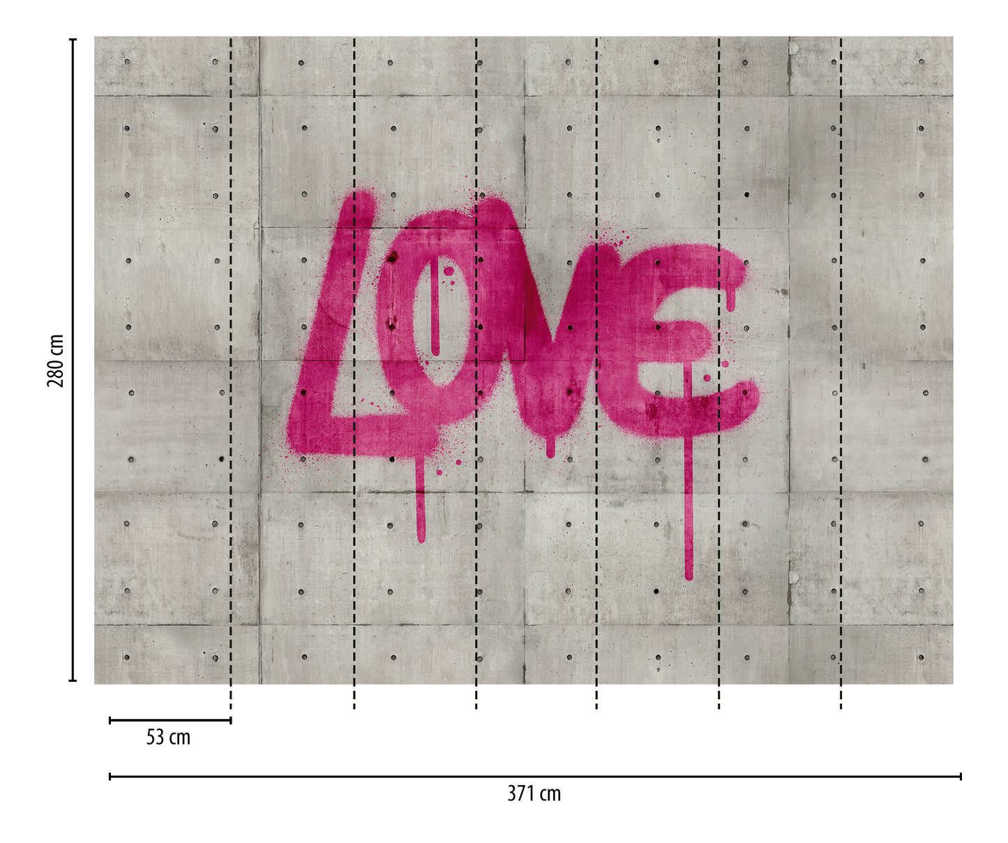 Fototapete Graffiti Pink - 3,71 m x  2,80 m
