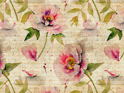 Fototapete Blumen Beige Rosa - 3,71 m x  2,80 m