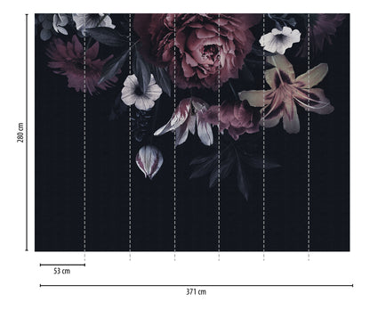 Fototapete Blumen Schwarz - 3,71 m x  2,80 m