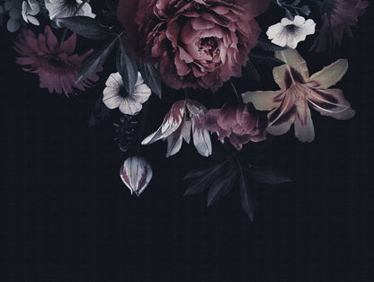 Fototapete Blumen Schwarz - 3,71 m x  2,80 m