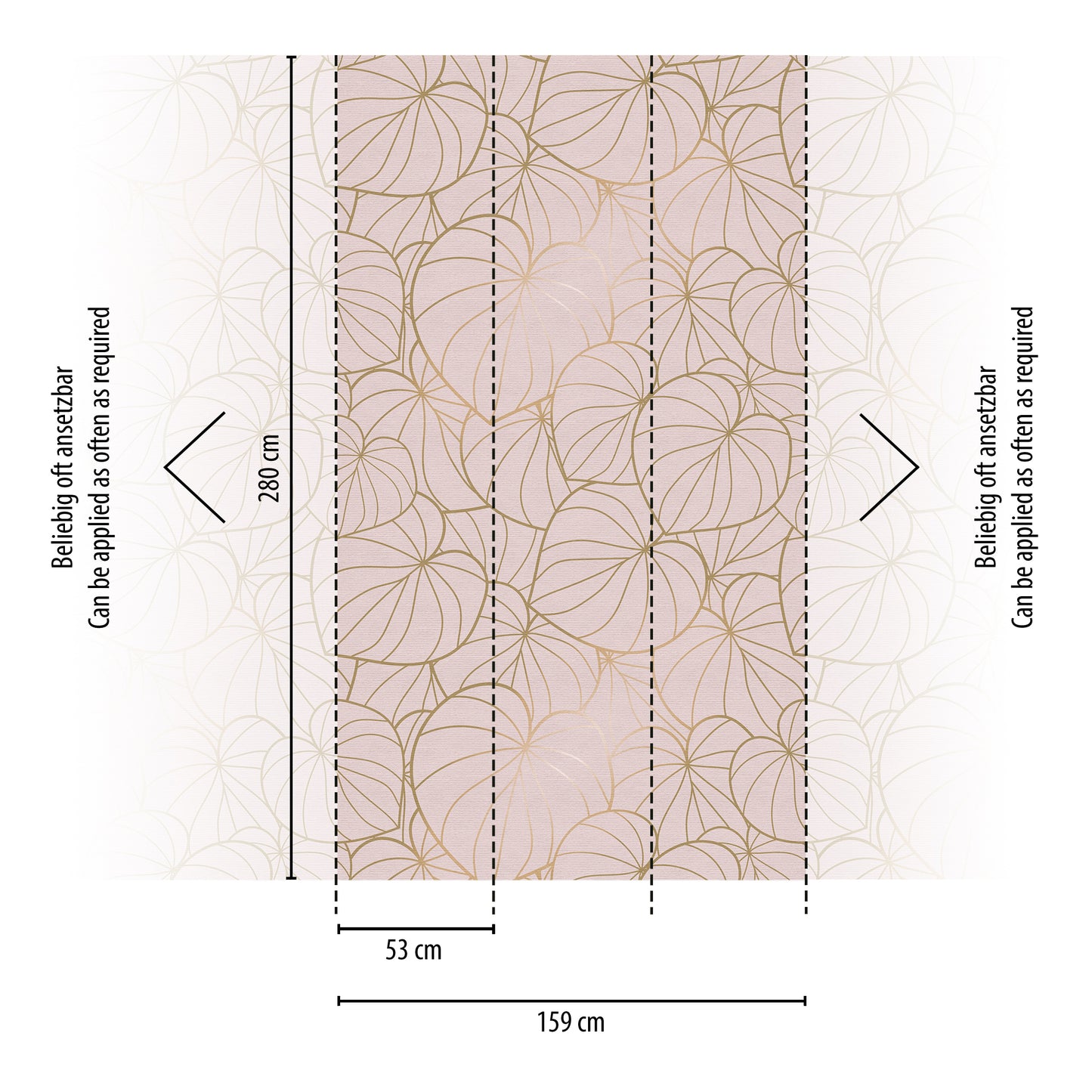 Fototapete Blätter Gold Beige – 1,59 m x 2,80 m