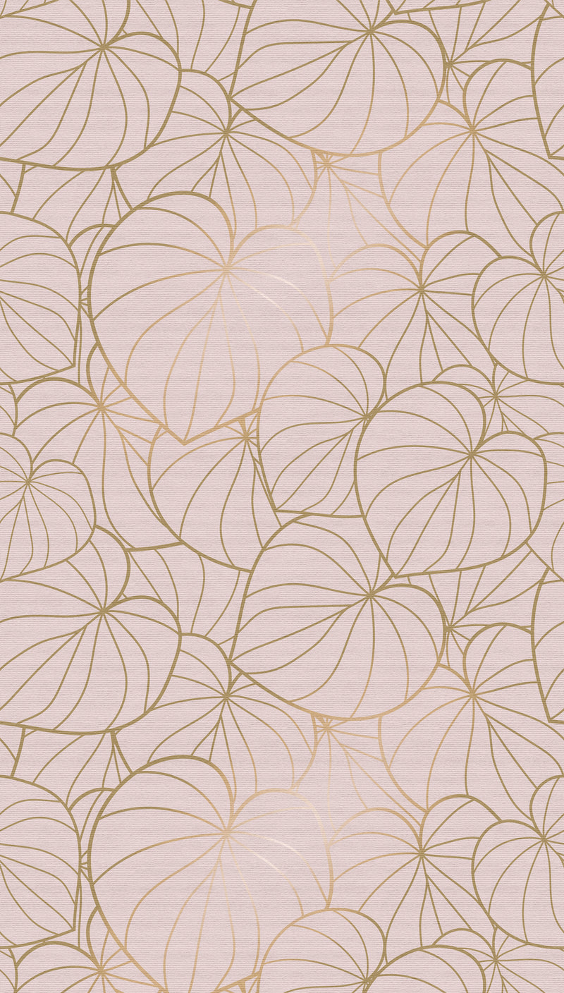 Fototapete Blätter Gold Beige – 1,59 m x 2,80 m