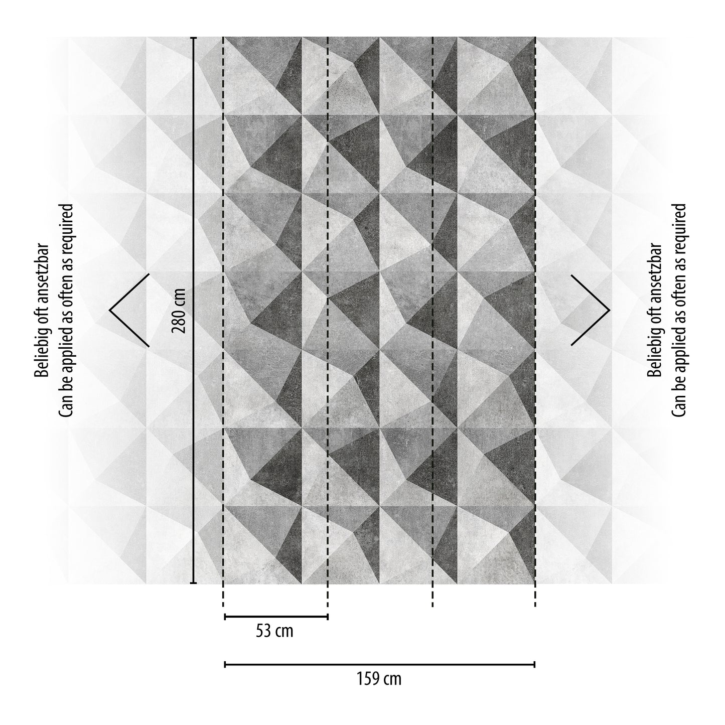 Fototapete Geometrische Dreiecke Grau - 1,59 m x 2,80 m