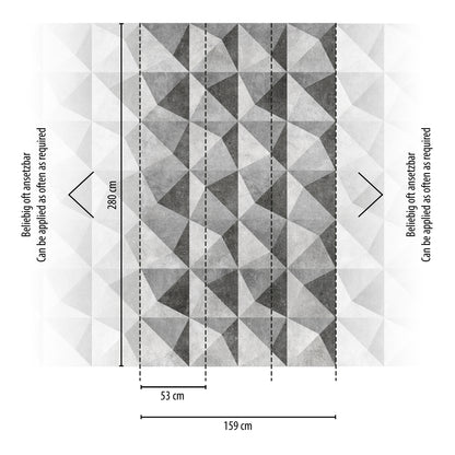Fototapete Geometrische Dreiecke Grau - 1,59 m x 2,80 m