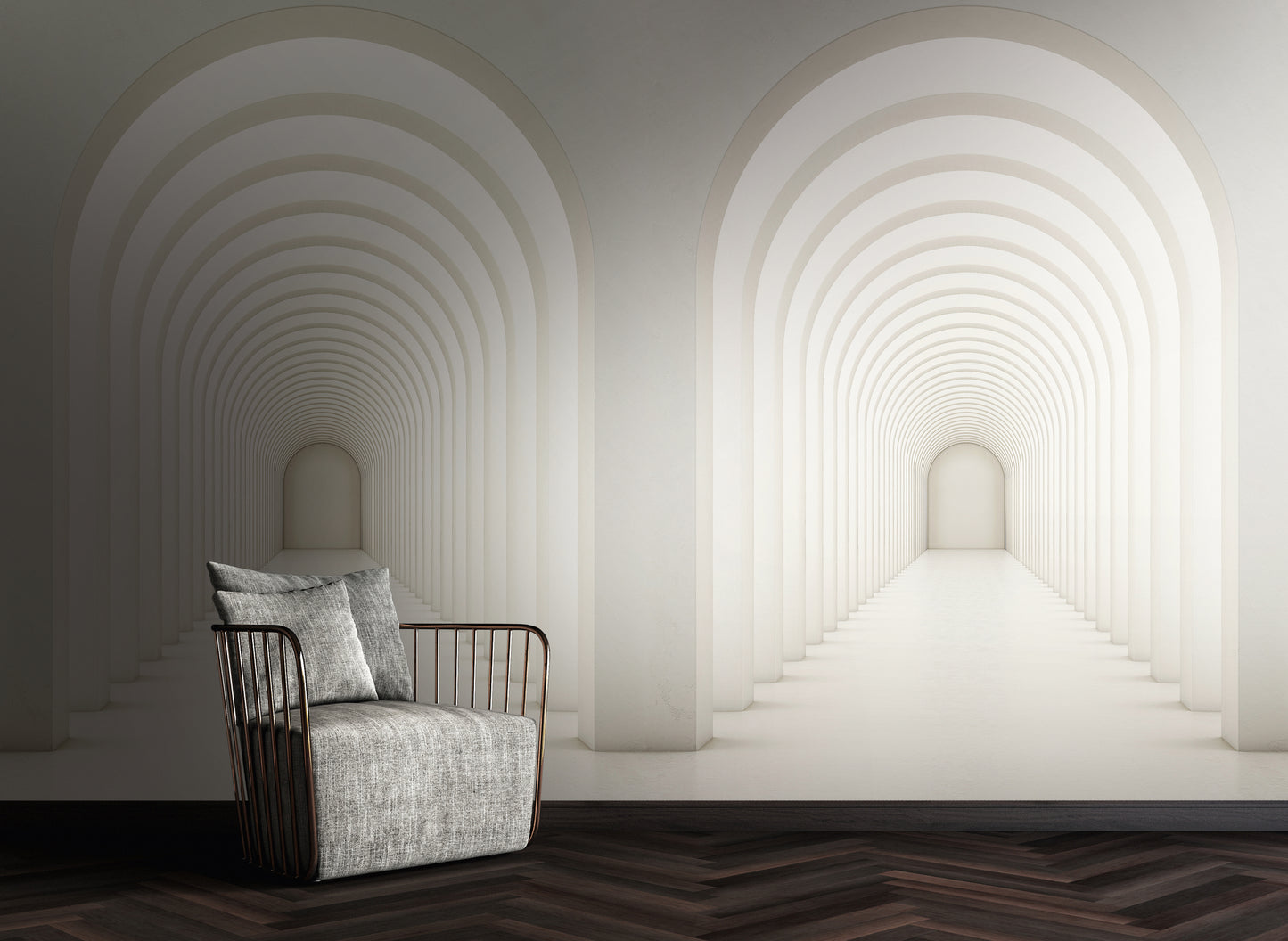 Fototapete Tunnel Bögen Beige – 1,59 m x 2,80 m