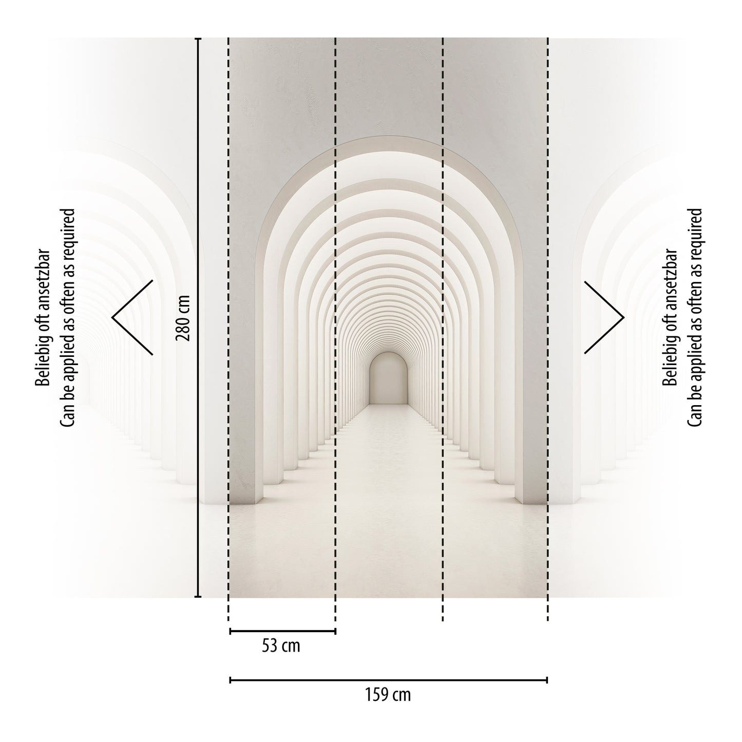 Fototapete Tunnel Bögen Beige – 1,59 m x 2,80 m