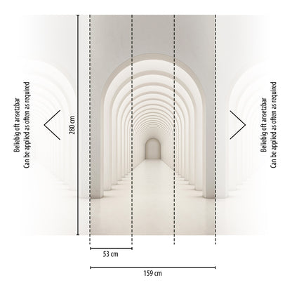 Fototapete Tunnel Bögen Beige – 1,59 m x 2,80 m