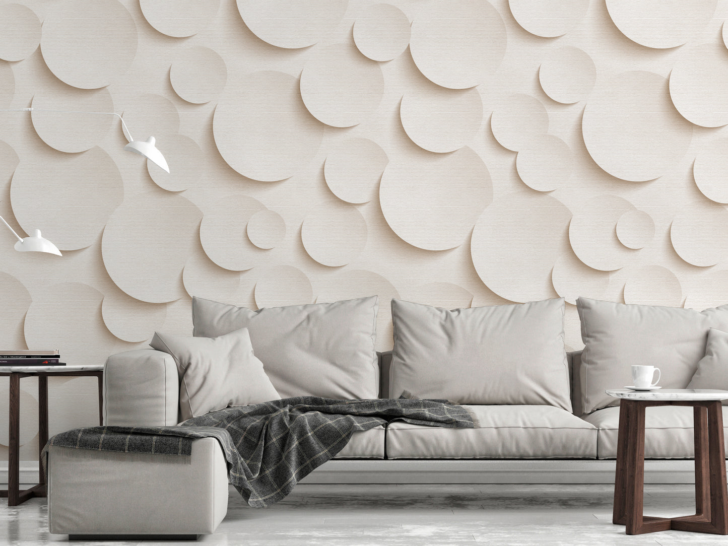 Fototapete 3D Kreise Beige – 1,59 m x 2,80 m