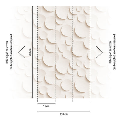 Fototapete 3D Kreise Beige – 1,59 m x 2,80 m