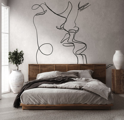 Fototapete Line Art Gesicht Grau - 3,71 m x  2,80 m