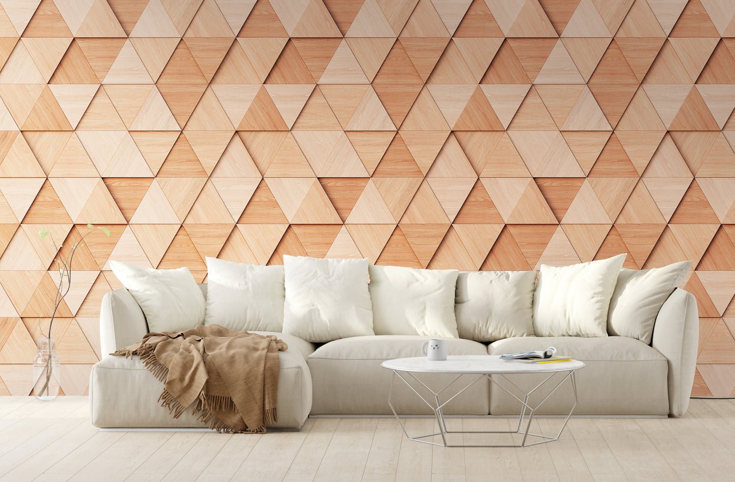 Fototapete Holz Dreiecke Natur - 3,71 m x  2,80 m