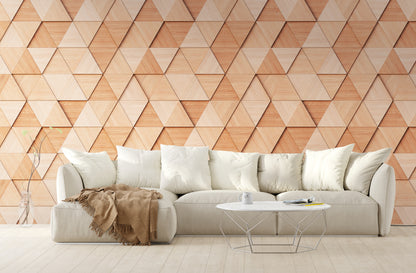 Fototapete Holz Dreiecke Natur - 3,71 m x  2,80 m