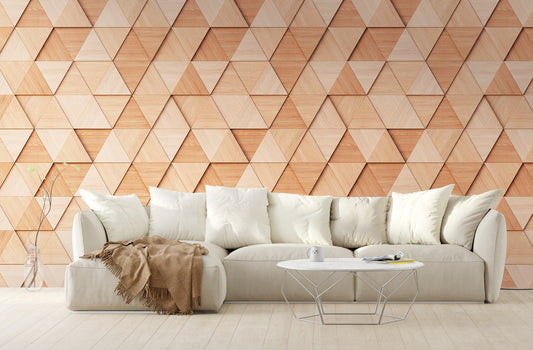 Fototapete Holz Dreiecke Natur - 3,71 m x  2,80 m