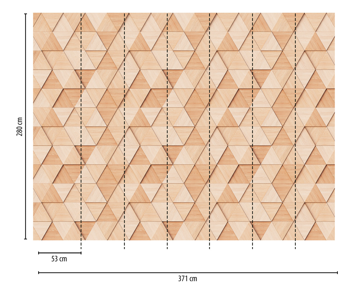 Fototapete Holz Dreiecke Natur - 3,71 m x  2,80 m