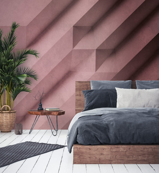 Fototapete Geometrisch Rosé - 3,71 m x  2,80 m