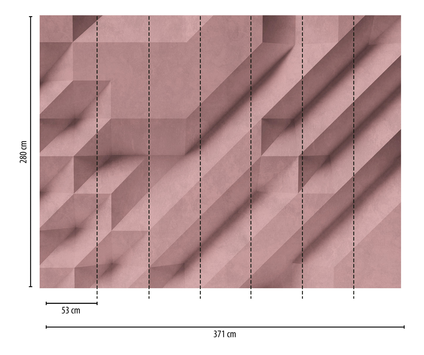 Fototapete Geometrisch Rosé - 3,71 m x  2,80 m