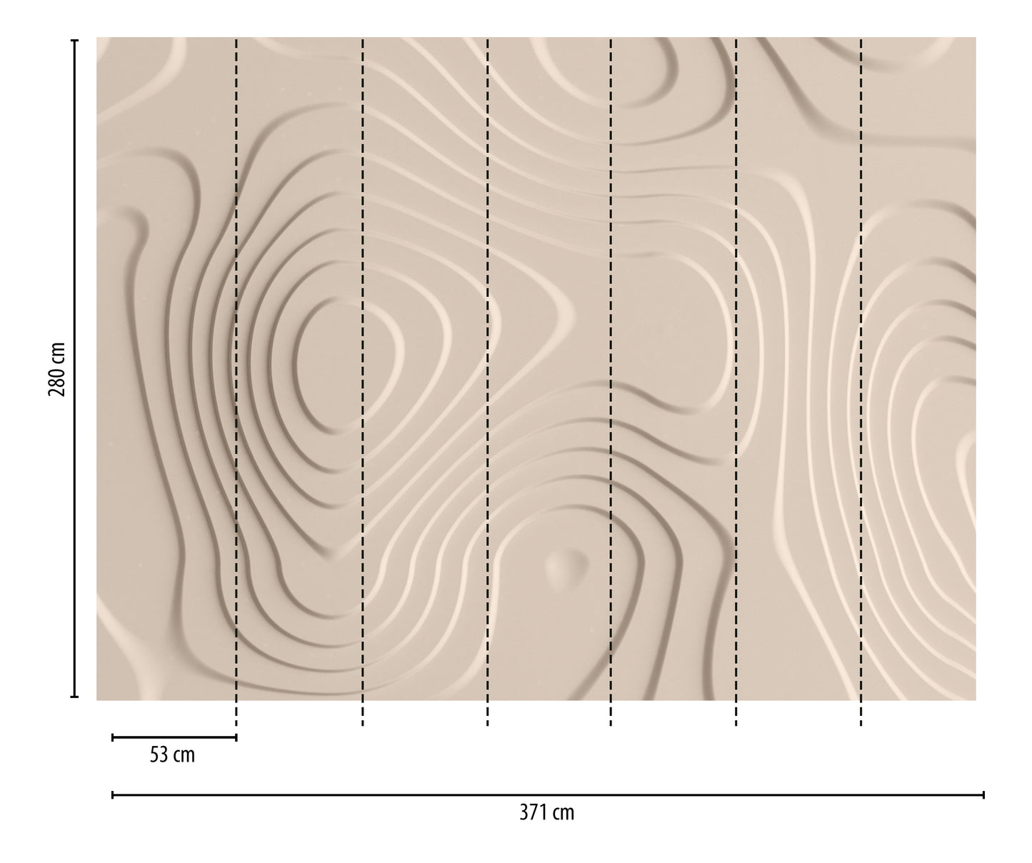Fototapete Wellen Beige - 3,71 m x  2,80 m