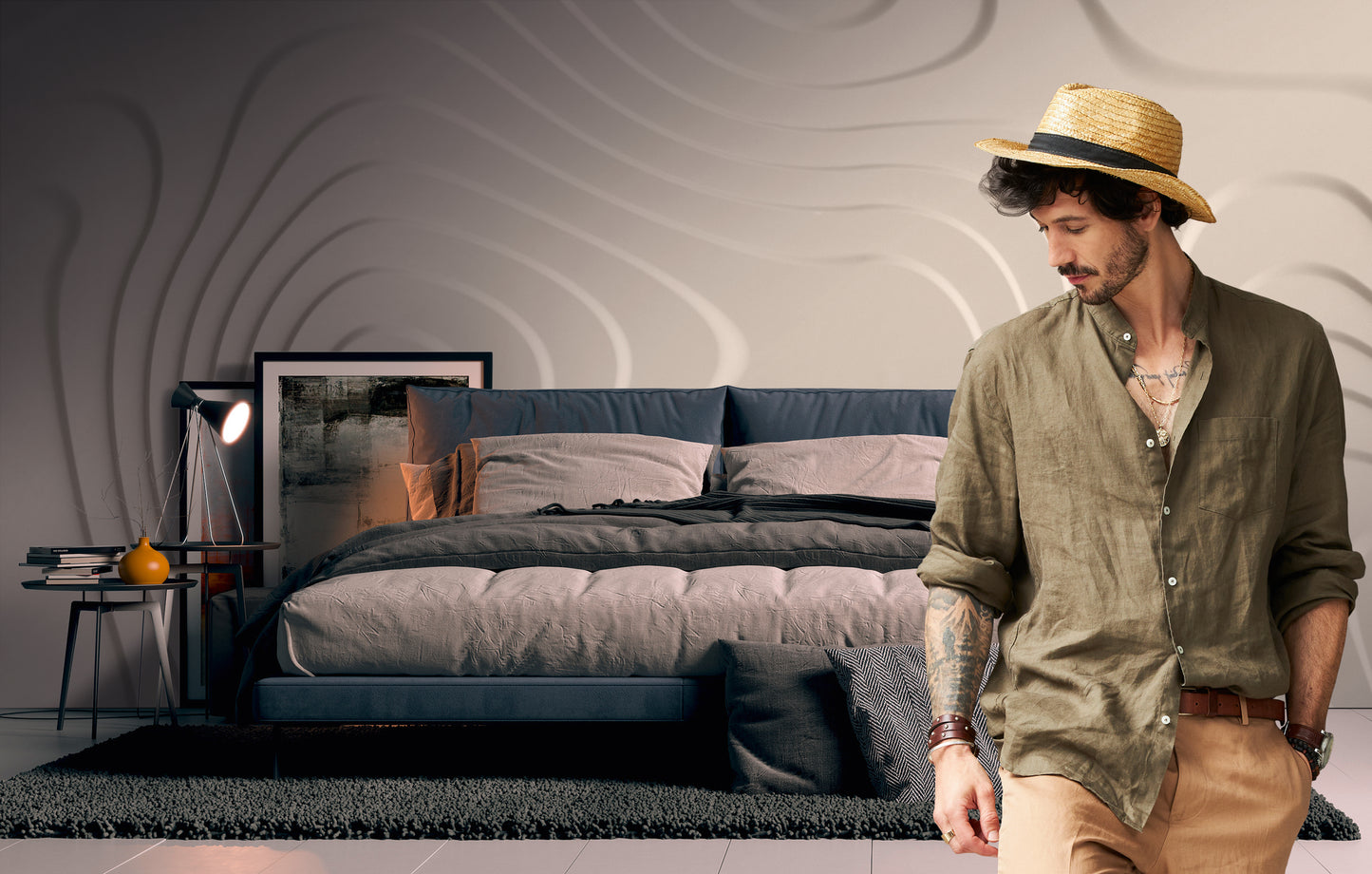 Fototapete Wellen Beige - 3,71 m x  2,80 m