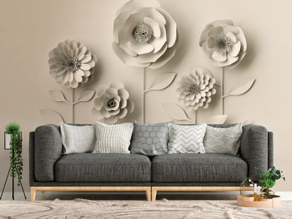Fototapete 3D Blumen Relief Look – 3,71 m x 2,80 m
