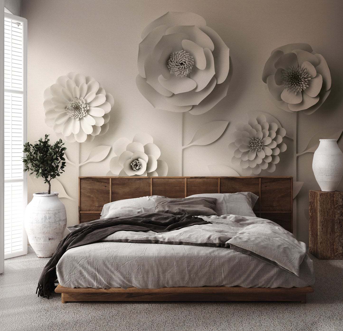 Fototapete 3D Blumen Relief Look – 3,71 m x 2,80 m