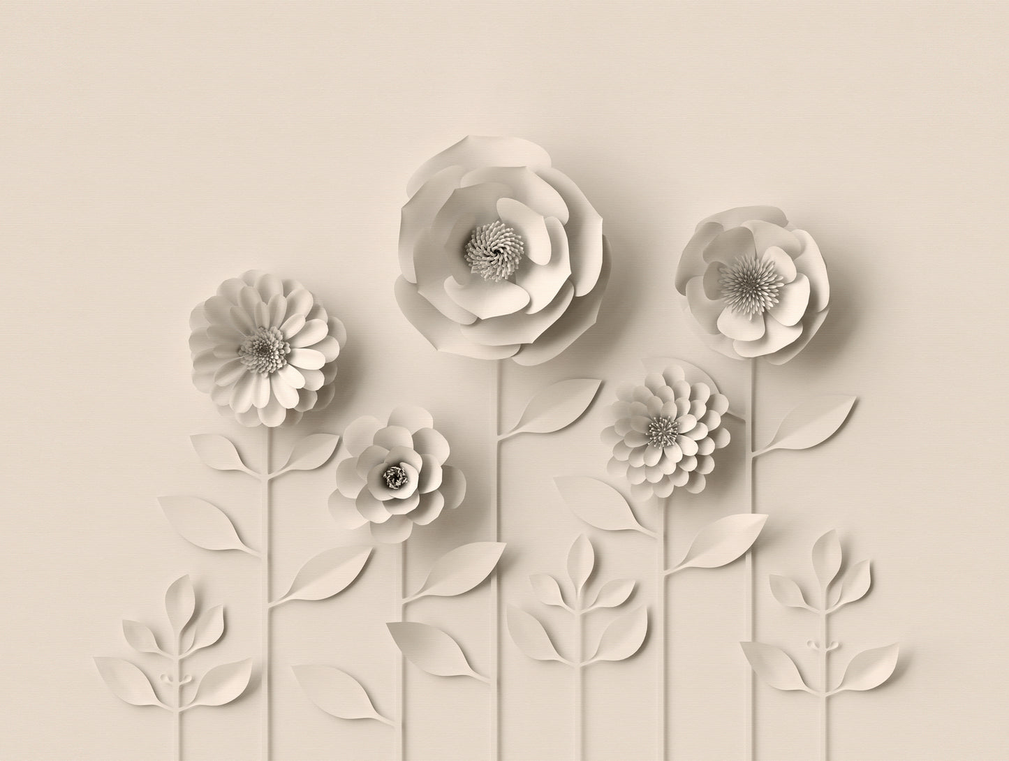 Fototapete 3D Blumen Relief Look – 3,71 m x 2,80 m