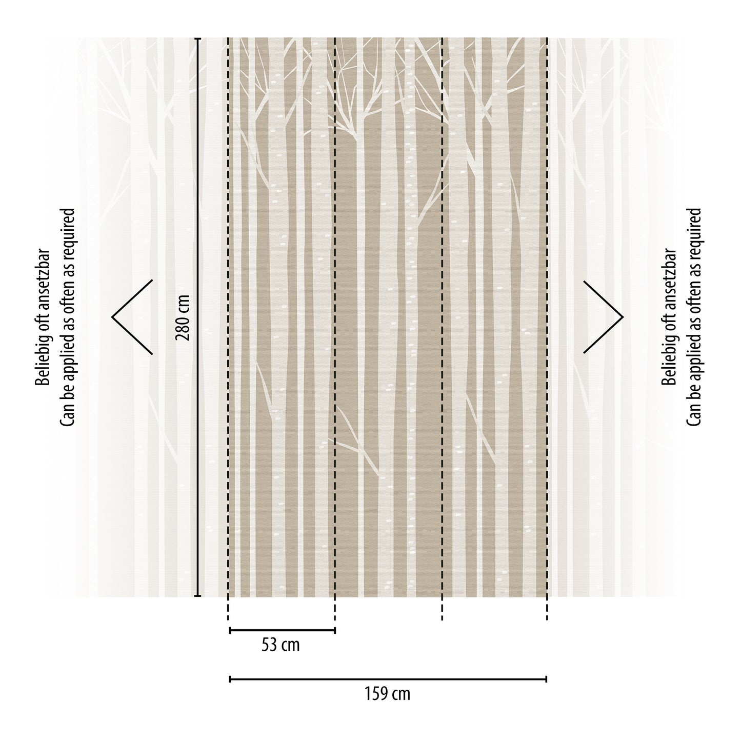 Fototapete Birkenwald Beige Weiß - 1,59 m x 2,80 m