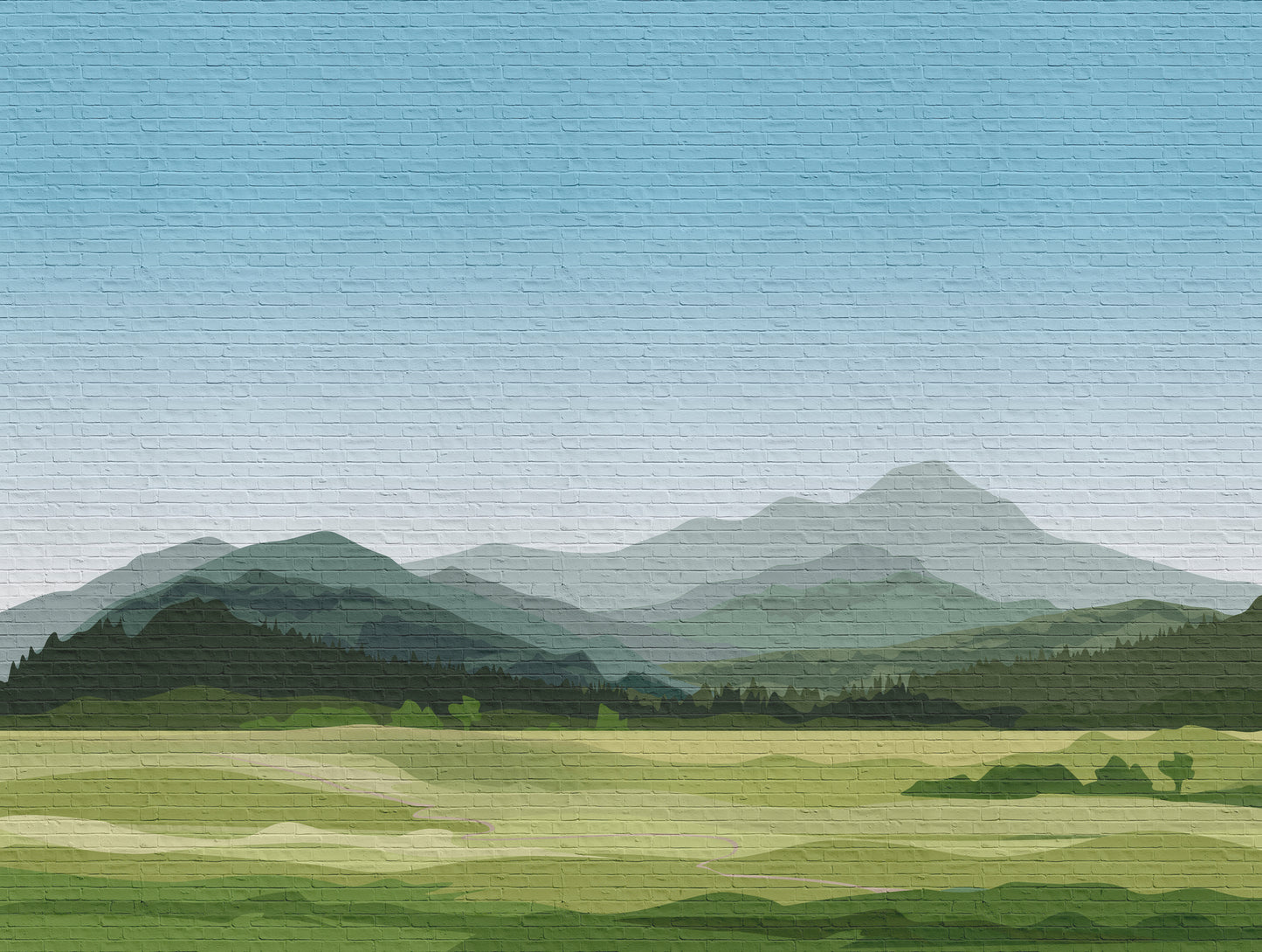 Fototapete Berge Grün - 3,71 m x  2,80 m