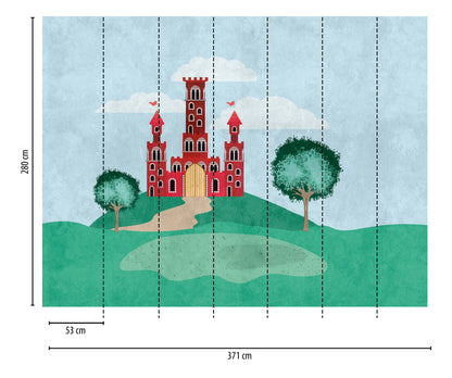 Fototapete Schloss Rot - 3,71 m x  2,80 m
