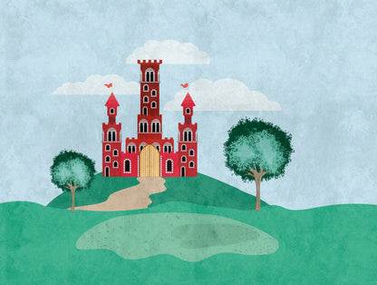 Fototapete Schloss Rot - 3,71 m x  2,80 m