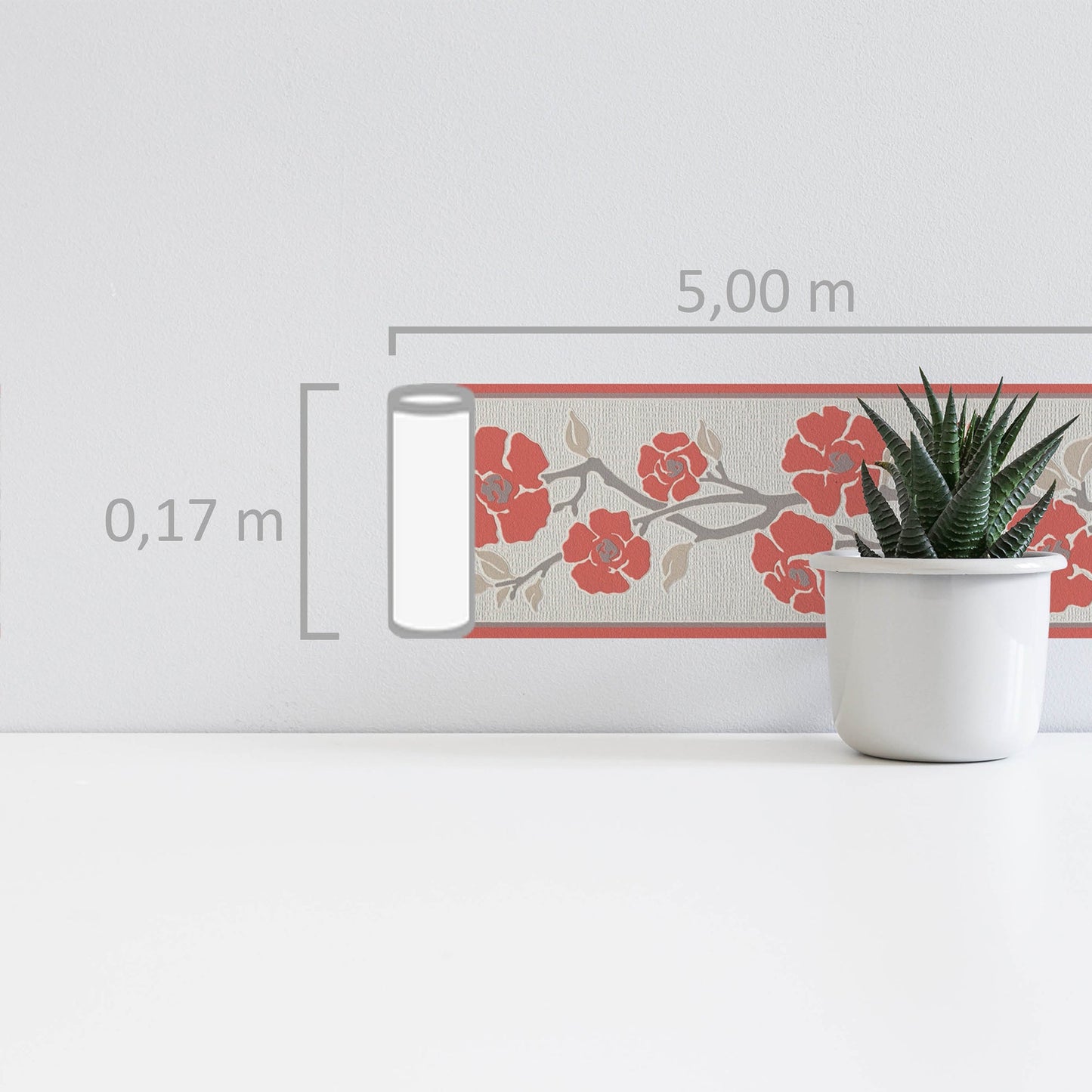 Only Borders 11 Dekobordüre selbstklebend Rot Grau Weiß 5,00 m x 0,17 m