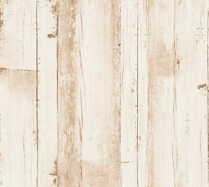 Natural Living Vliestapete in Holzoptik Beige Weiß 10,05 m x 0,53 m