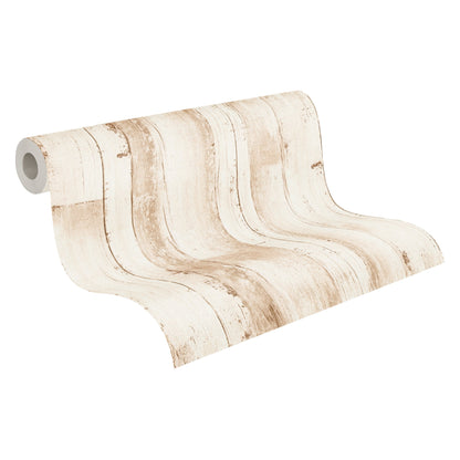 Natural Living Vliestapete in Holzoptik Beige Weiß 10,05 m x 0,53 m